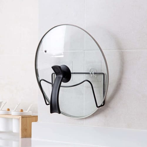 Shinepine Wall-Mounted Cutting Board Stand, Pot Lid Holder, Kitchen Storage with Strong Adhesive, No Drilling Required, 3-Piece Set, White