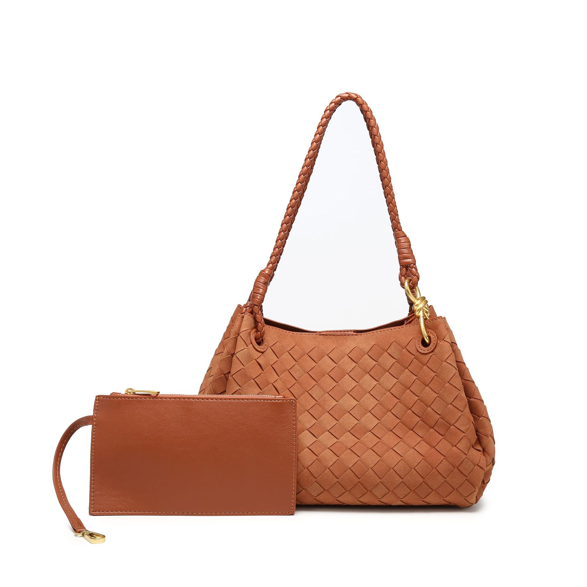 

2025 autumn and winter new matte leather medium parachute bag cross-border explosion hand-woven bag butterfly buckle messenger bag 29.5*17.5*18.5cm