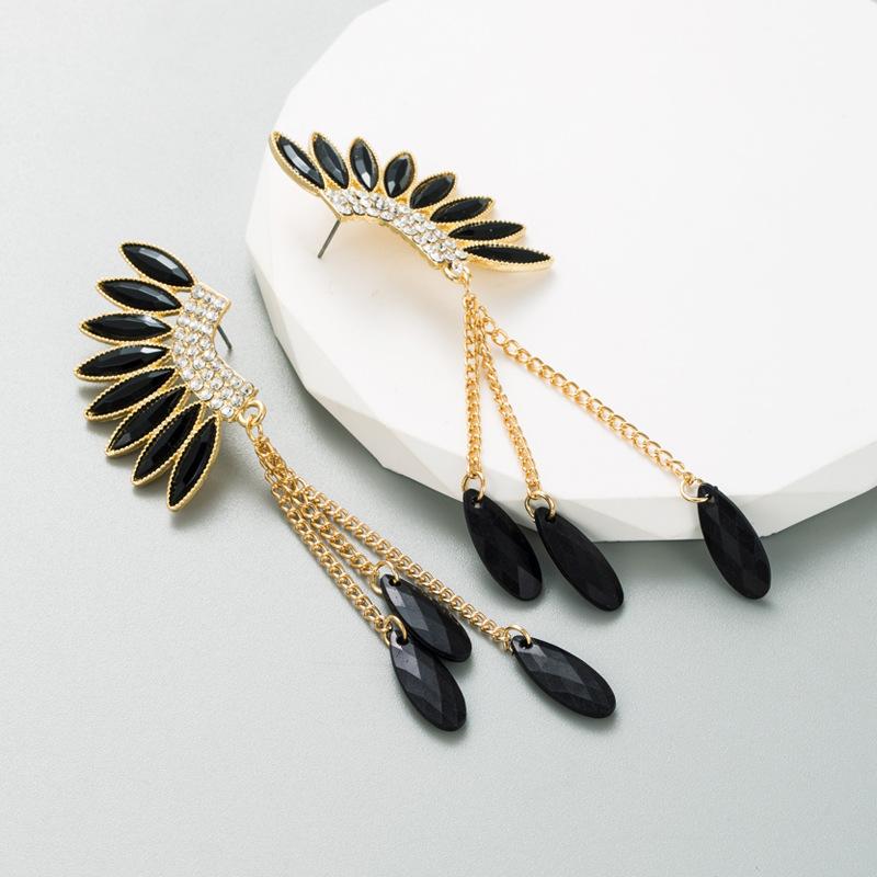 Women's Earring Tassels Long Wing Alloy Rhinestone Temperament Premium Drops Earrings