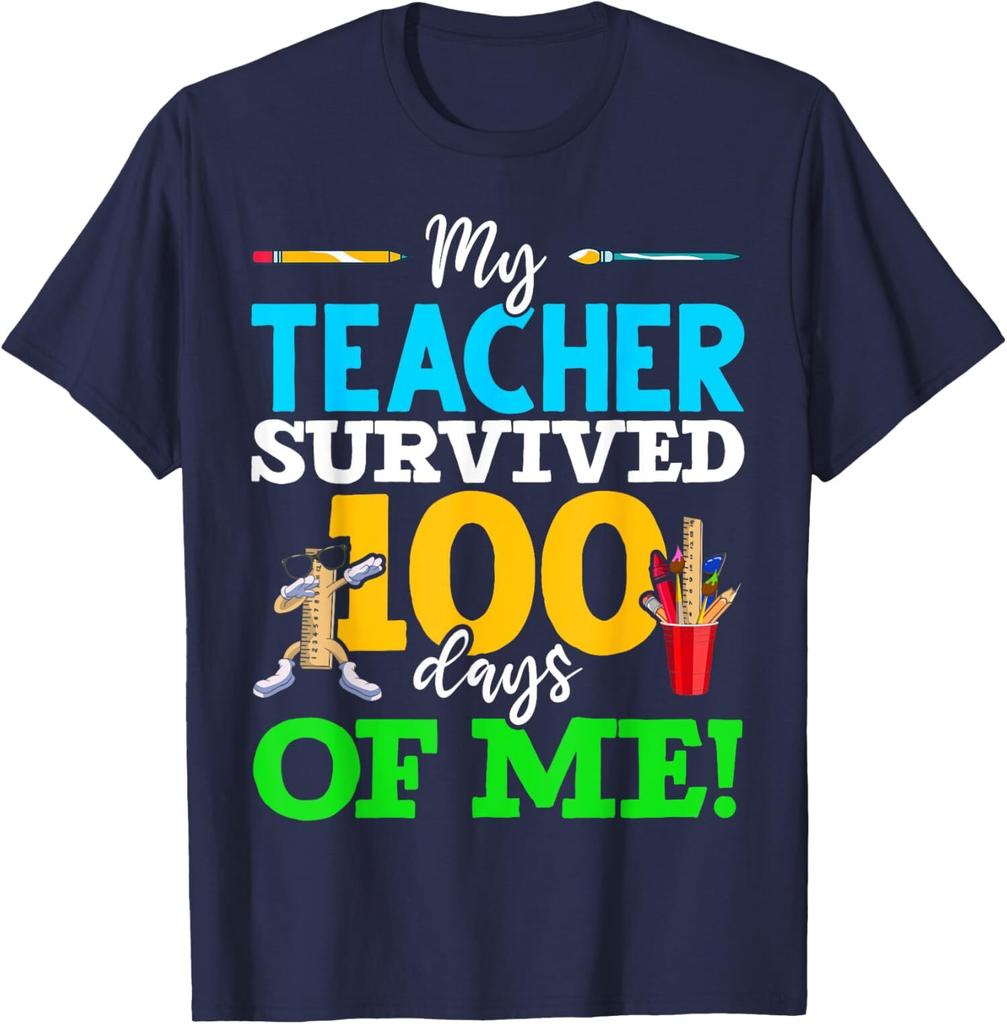Funny Student Tee My Teacher Survived 100 Days of Me Unisex T-Shirt