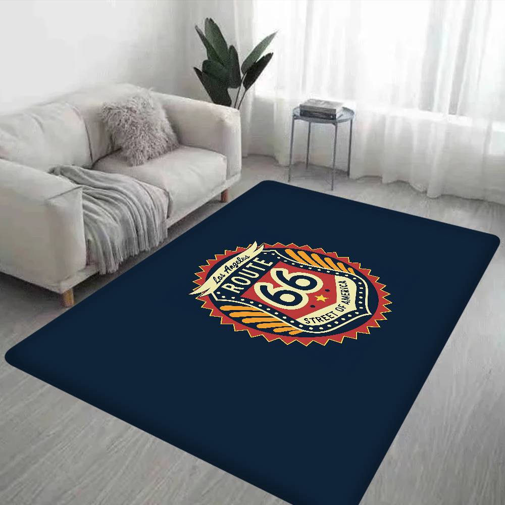 R-Route 66 Fashion Floor Mat Cheaper Anti-slip Modern Living Room Balcony Printed Bedside Mats