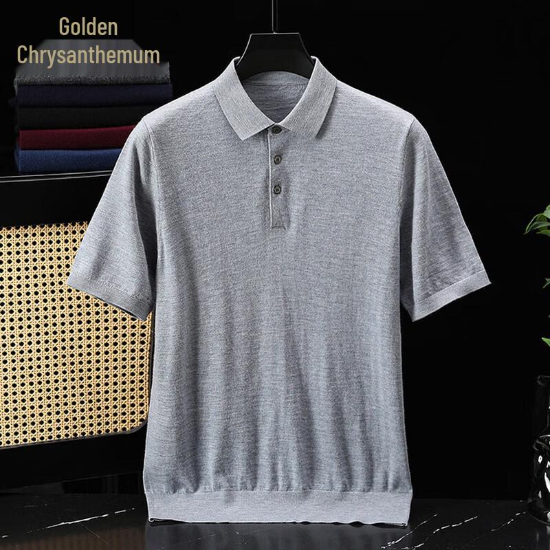 

Jinjv Men s Luxury Cashmere Short Sleeve Knit Polo 105/165