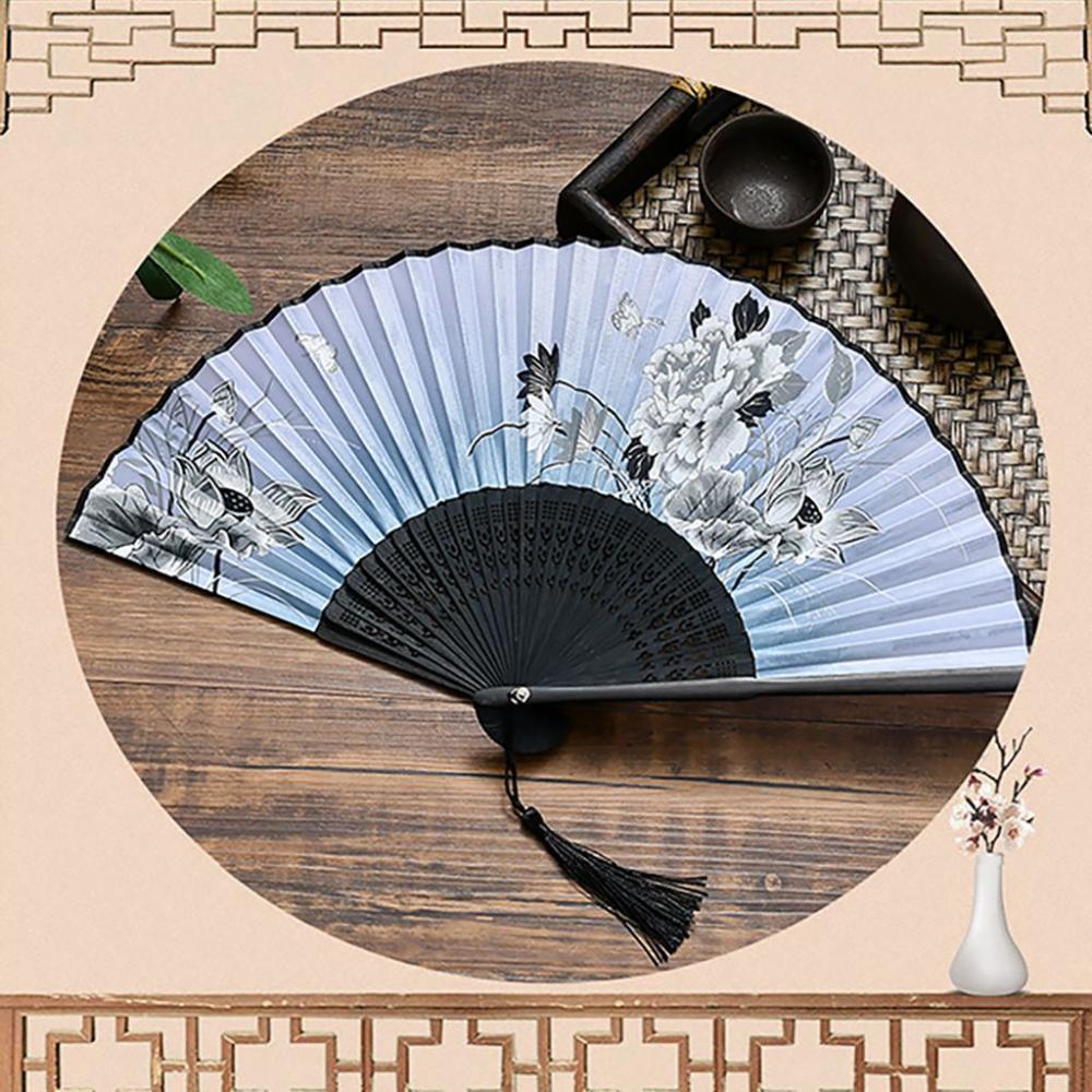 Quality Elegant Bamboo Wooden Colorful Handmade Vintage Style Home Decoration Folding Fan Dance Hand Fan Fan Crafts