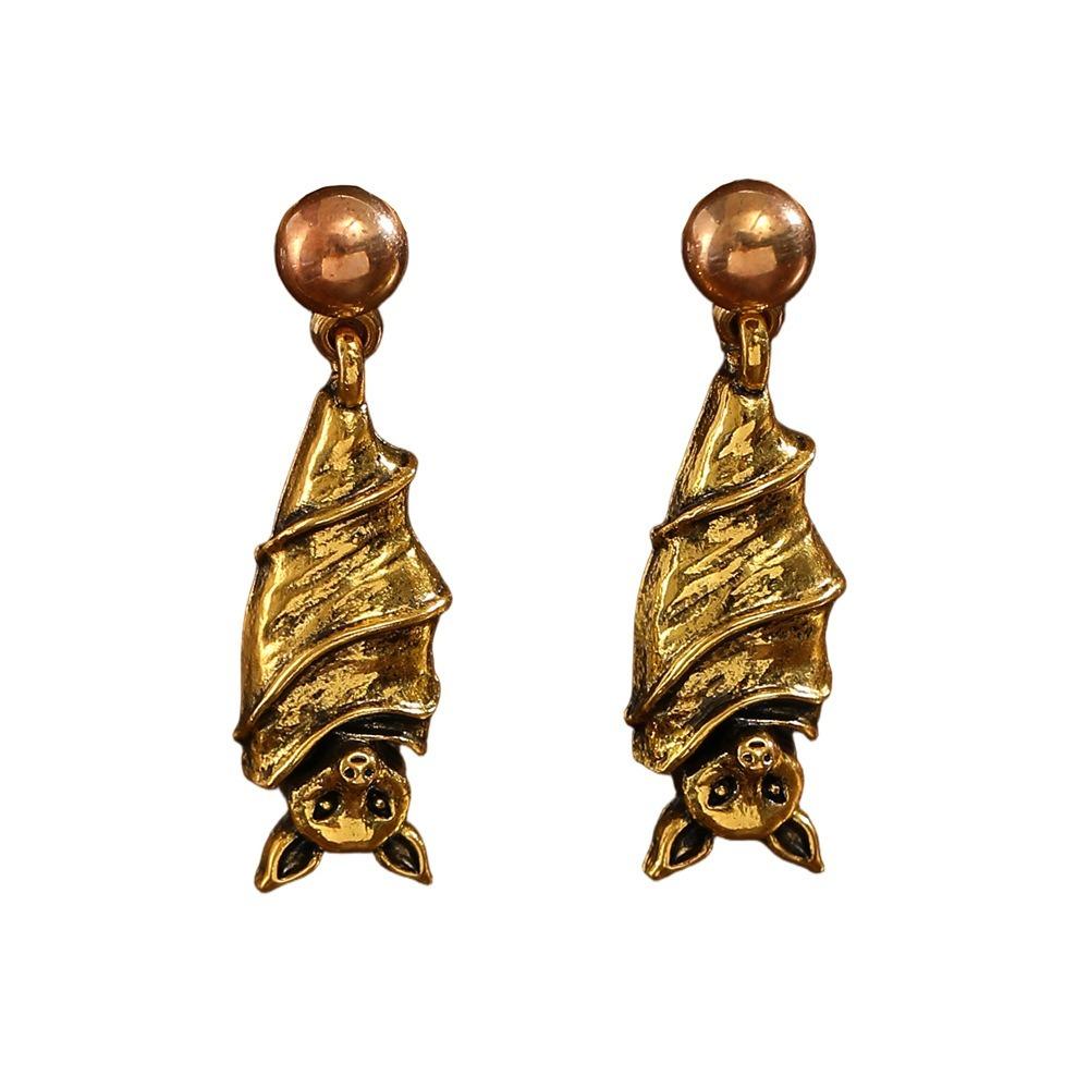 Gothic Style Halloween Upside-Down Bat Earring Stud Zinc Zinc Alloy Inverted Bat Earring Stud Women