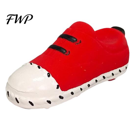 Natural Rubber Dog Toys for Aggressive Chewers Cartoon Shoe Squeaky Toy, Funny Sneaker Shape Chew Toy Soft Elastic Teething Dogs Small Medium