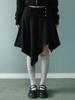 Lupeu Star Rivet Asymmetrical Midi Skirt Black