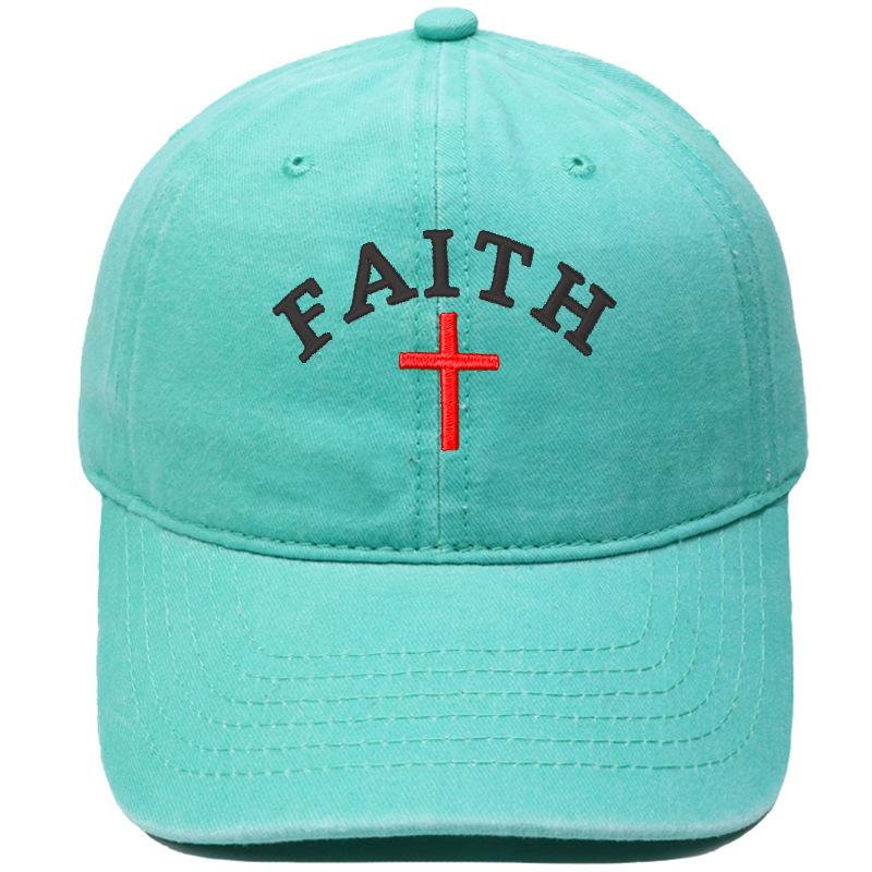 Hot Sale FAITH Alphabet Embroidery Baseball Cap Washed Retro Daddy Hat Men's and Women's Casual Shade Daddy Hat