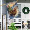 1pc, Christmas Tree Santa Claus Sleigh Reindeerdouble-sided Garden Flag Yard Decoration, Outdoor Decoration, Lawn Decoration, Flag Only