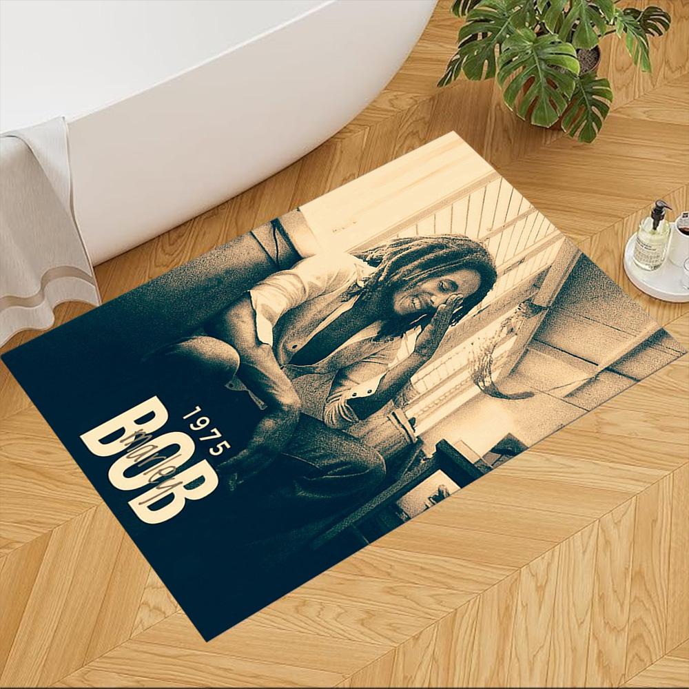 Bob Marley Floor Mat Suitable for Living Rooms Balcony Entryway Playrooms Anti-slip Rug Anime Office Decor Best for Christmas