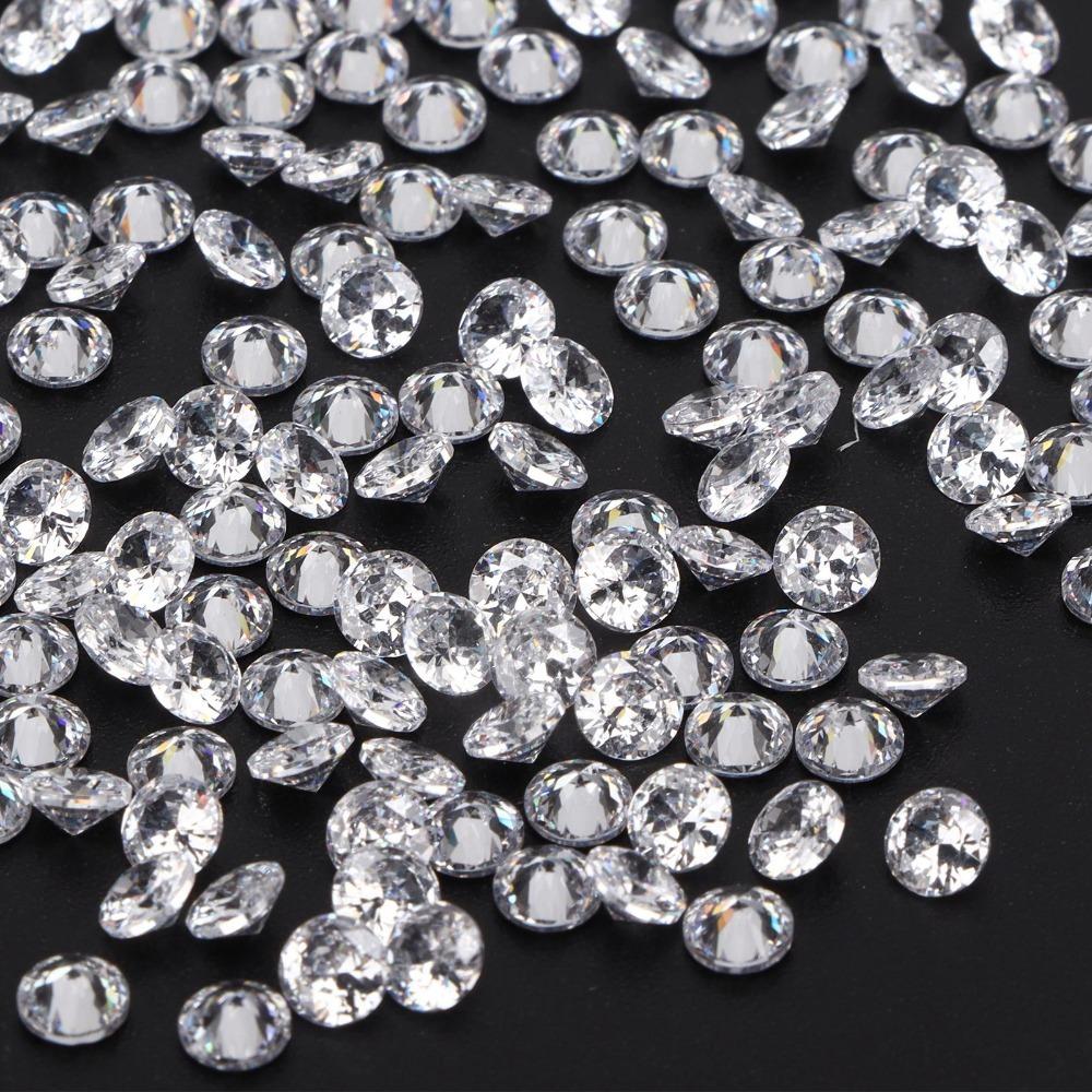 200PCS Round Fake Diamonds Transparent Cubic Zirconia Stones Loose Diamonds  Home Decoration