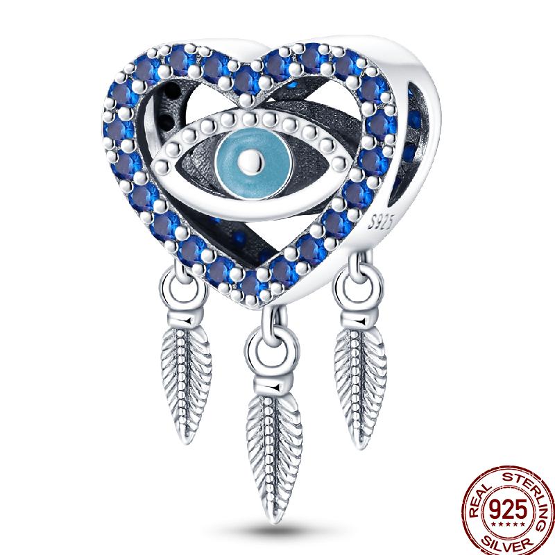 Copper Cross Bible Dove Holy Blessing Demon Eye Shiny Charm Bead Fit Pan Original Bracelet Diy Exquisite