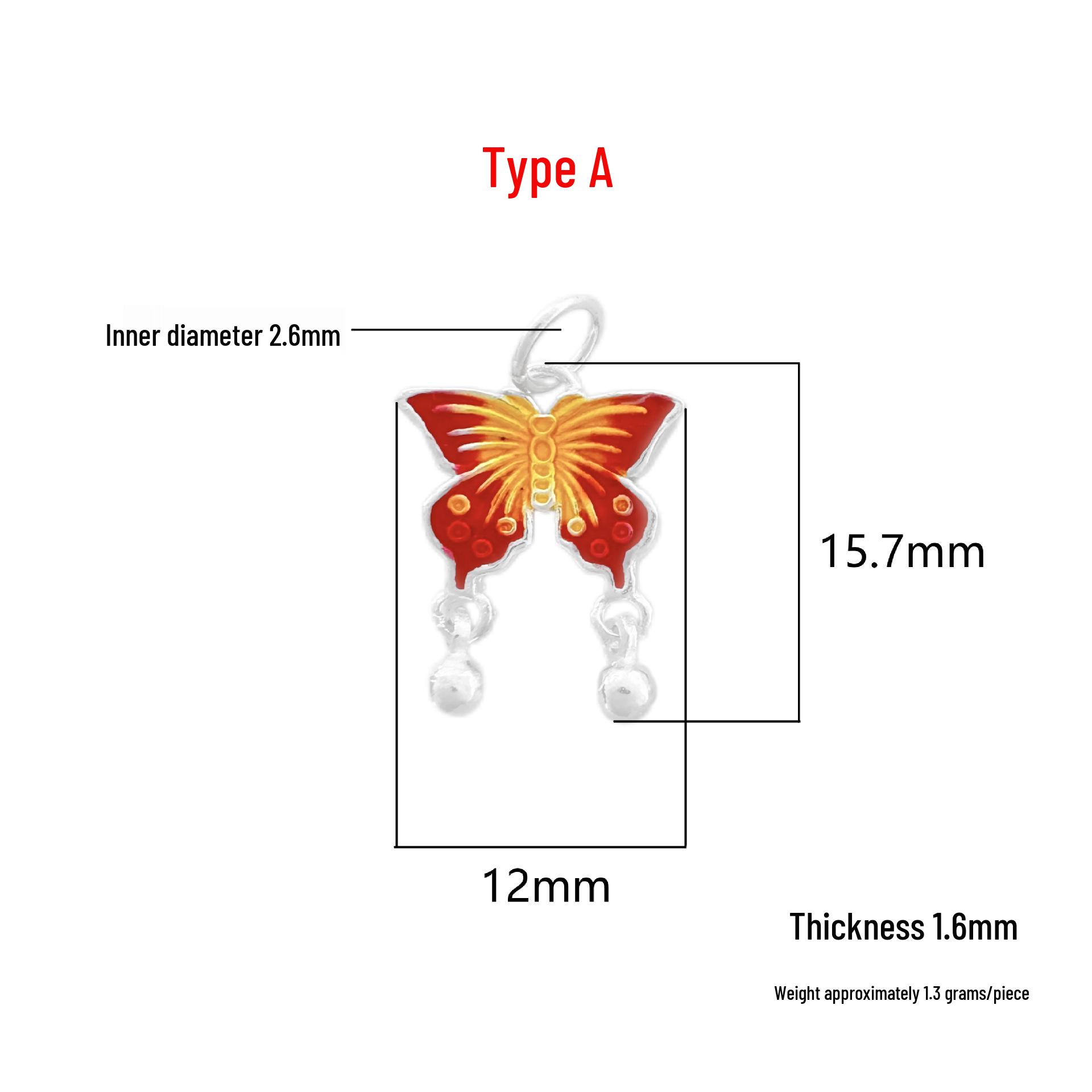 S999 Sterling Silver Gradient Butterfly Pendant Charm for DIY Bracelet & Necklace Jewelry Rope Accessories. Epoxy Variant