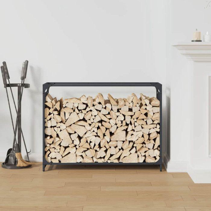 VidaXL Portant de bois chauffage anthracite 90x28x65 cm, support à bûches de cheminée, support à bûches, support à bûches 864205