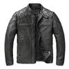 Chinese Size Amei Kaki Vintage Gray First Layer Natural Cowhide Men's Leather Jacket Men Biker Coat Slim Fit Autumn