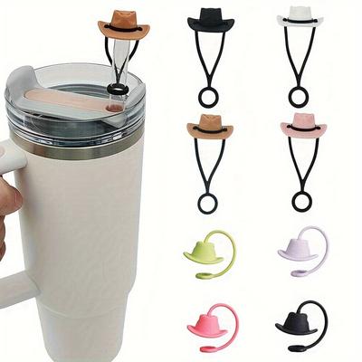 4pcs, Straw Tips Cover, Reusable Straw Toppers, Cartoon Hat Straw Sleeve Caps, Decorative Straw Caps