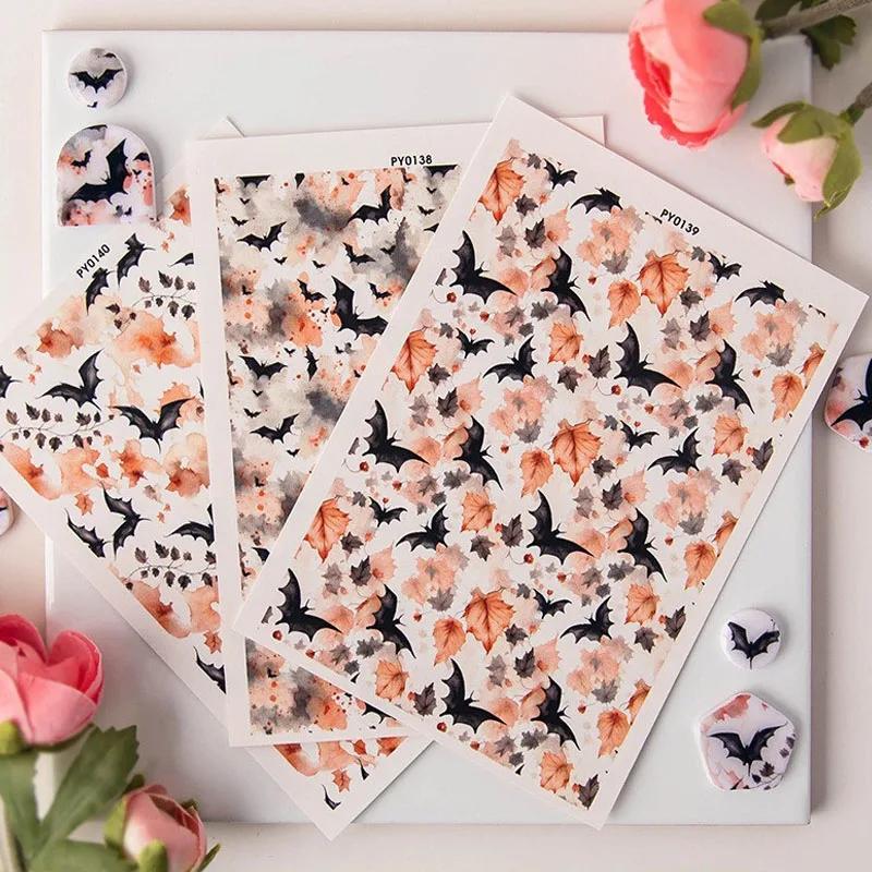 Halloween Náušnice z měkké keramiky Papír pro vodní transfer Netopýr Strašidelný dům Hlina Vodorozpustná Jednorázová samolepka Nástroj pro výrobu šperků