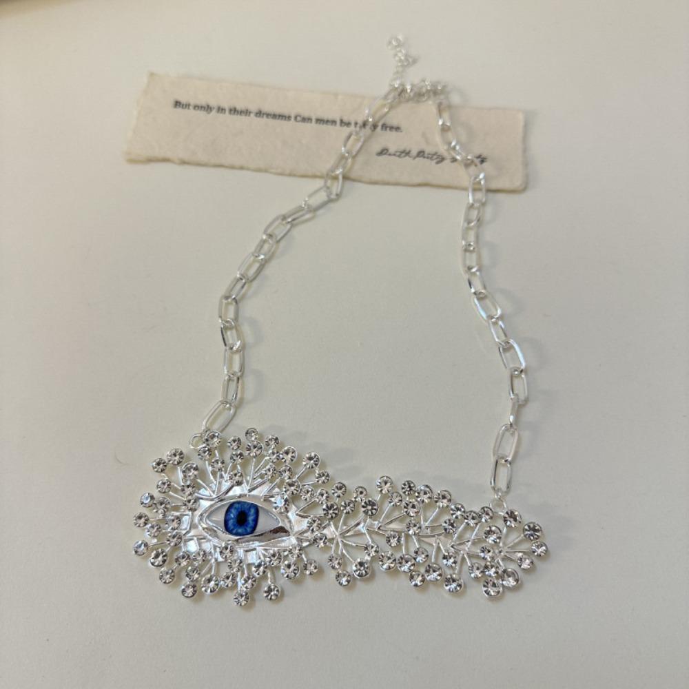 Gorgeous Statement Necklace Rhinestone Eye Pendant Brooch Show Eye Pendant Necklace  Fashion Show