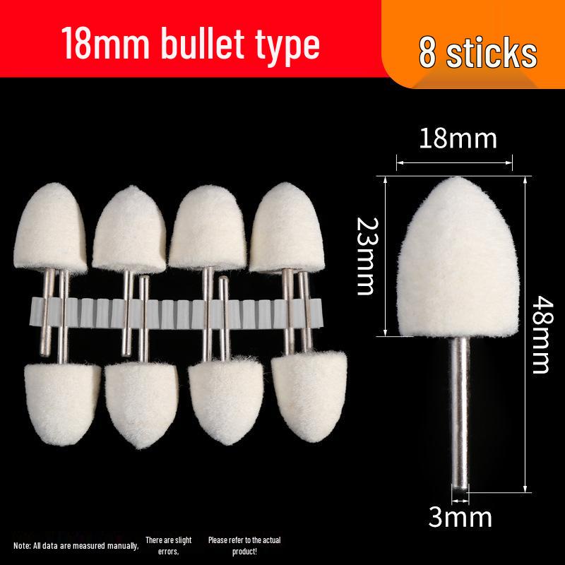 Wool Polishing Wheel with 3mm Shank, Metal Grinding Head for Mirror and Jadeite Polishing