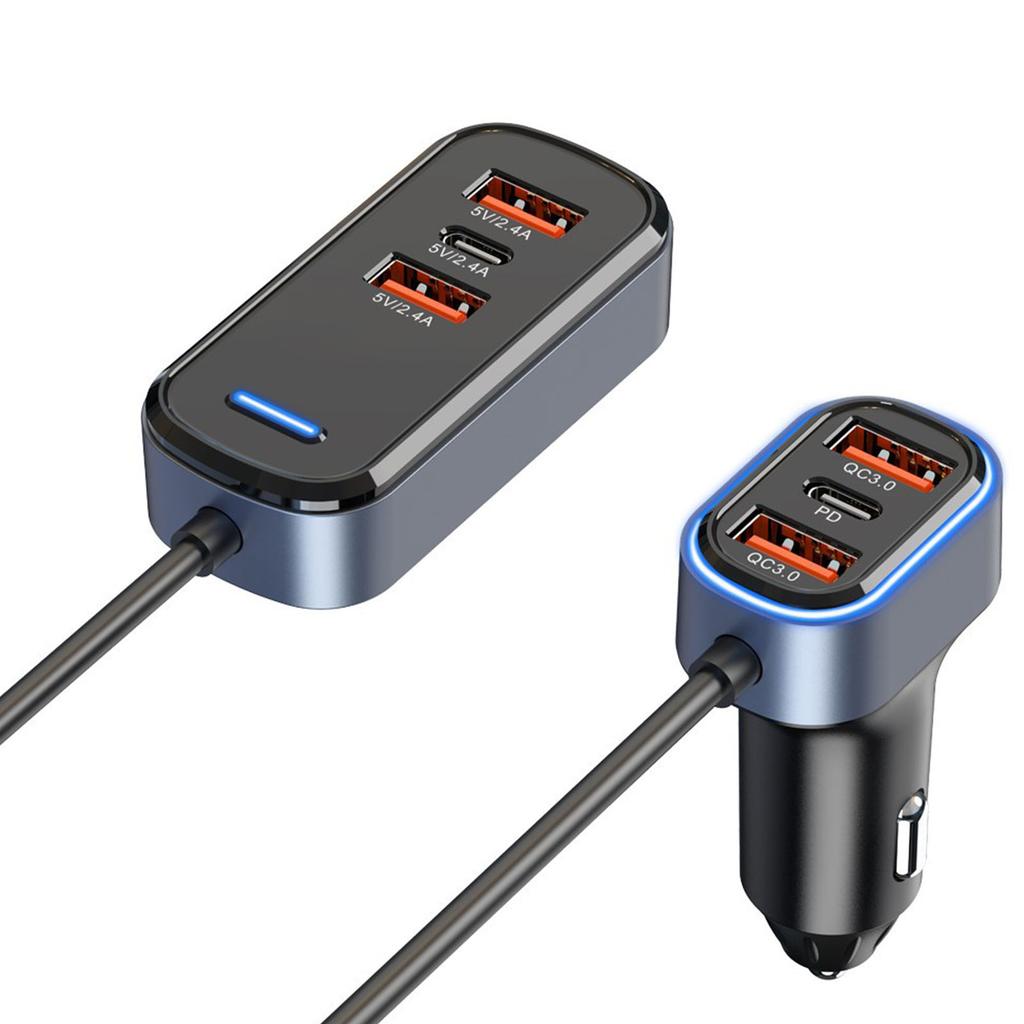 65W Multi USB Car Charger Car Phone Charging Adapter PD3.0 QC3.0 Car Charger for Multiple Devices 12-24V USB Car Charger