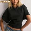 Women's Fashion Casual Solid Color Print Short Sleeve O-Neck Blouses & Shirts Unique Design