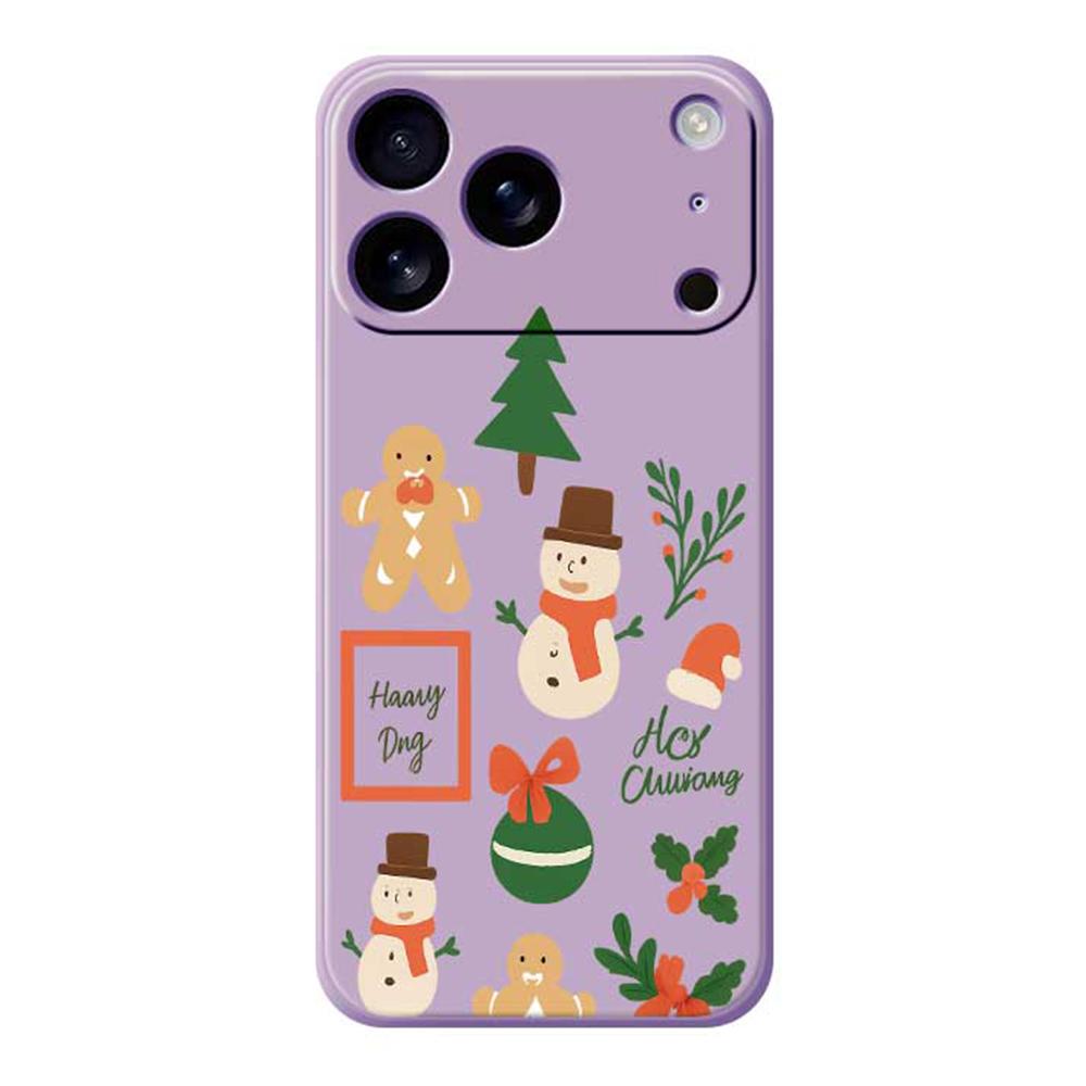 For iPhone 17 Pro Max Case Christmas Snowman Pattern Printing Straight Edge TPU Phone Back Cover