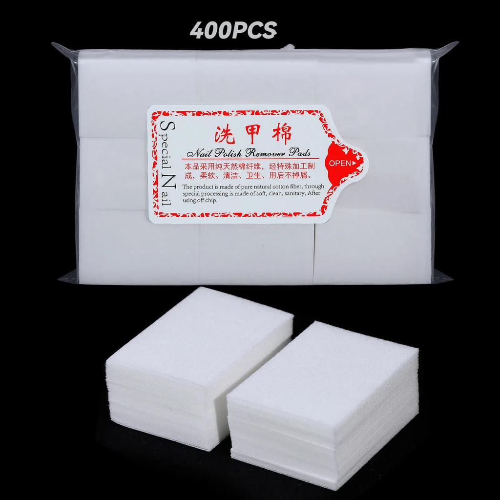 

Безворсовый хлопок для ногтей для снятия УФ-гель-лака Салфетки Бумажные подушечки Мягкие нетканые подушечки для очистки ногтей 400pcs