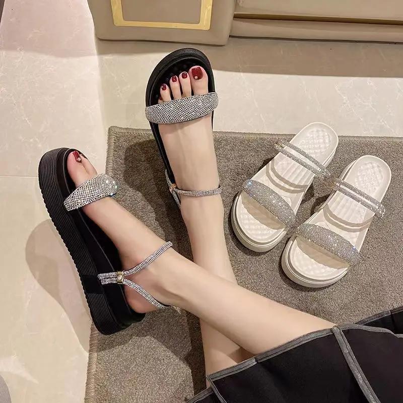 Fashion Outdoor Rhinestones Woman Shoes on Offer Pvc Anti Slip Sandal Hot New Breathable Fashion Low Price Vintage Vip Sandals for Women