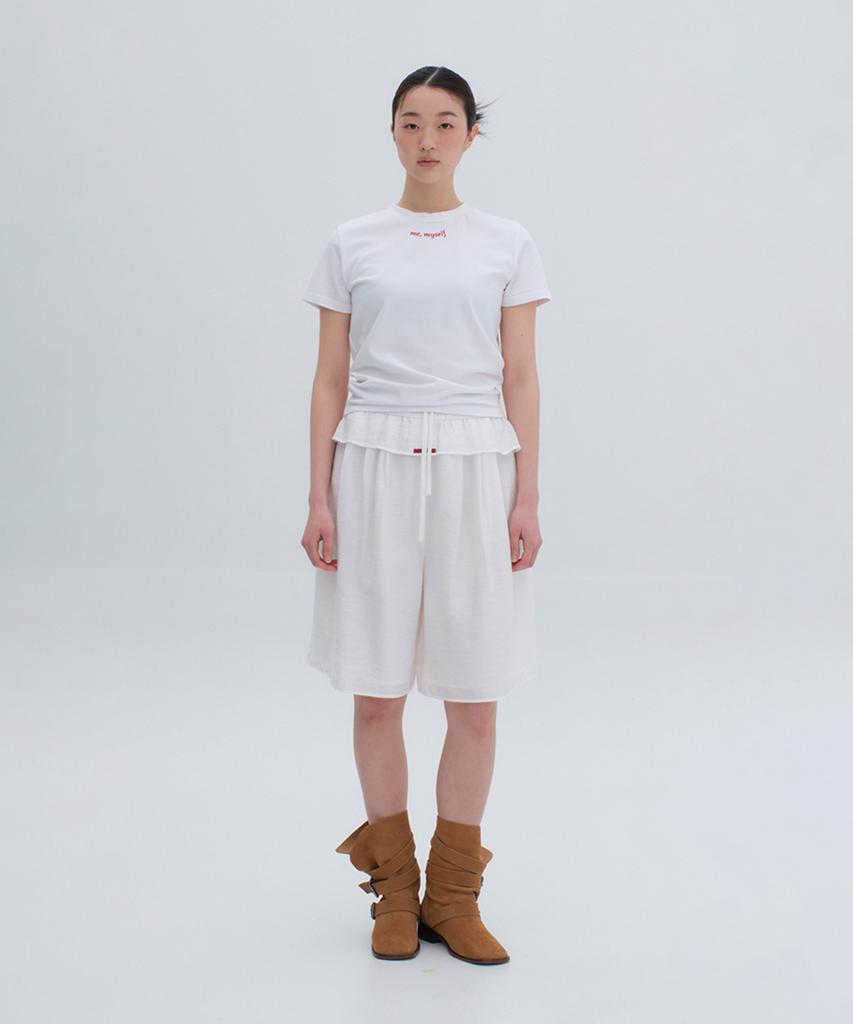 Lipeullegtibeulum Embroidered Myself Short Sleeve Top (White)