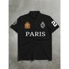 Zomer 2026 Nieuw Heren Poloshirt met Korte Mouwen, Parijs "Paris" Letterprint Poloshirt, Geschikt voor Buitensporten