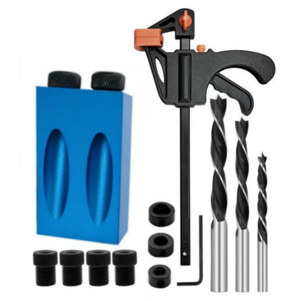 7/14/15Pcs Metal Pocket Hole Jig Kit 15 Degree Angle Drill Guide Set  Woodworking Tools
