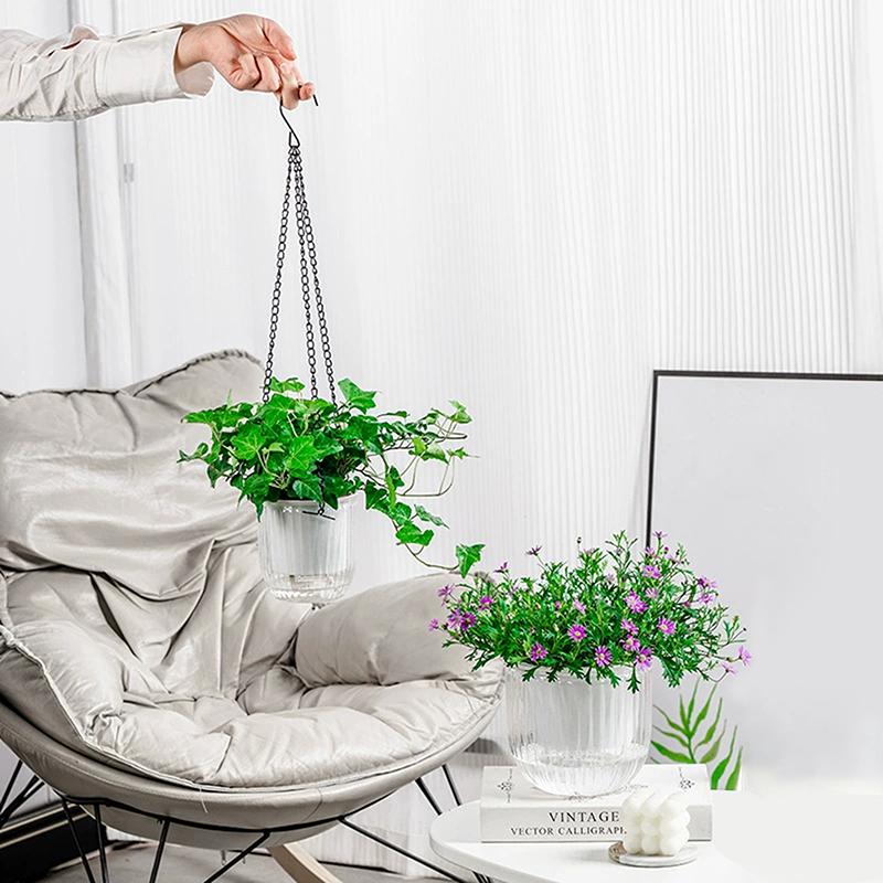 Fioriera da appendere per giardino Fioriera da appendere auto-irrigante Fioriera idroponica trasparente con sistema a stoppino Resistente al sole Apertura larga