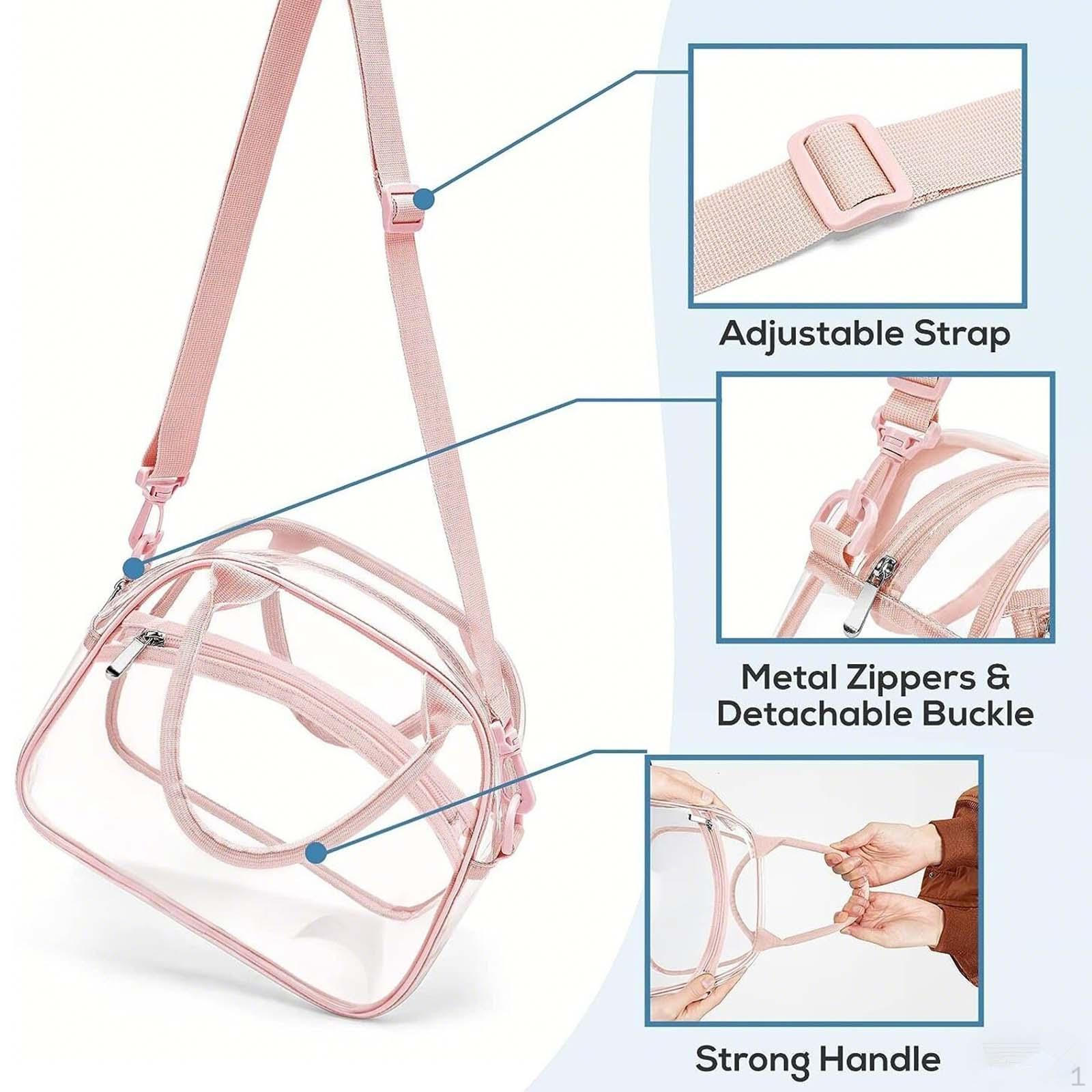 

Clear Handbag with Adjustable Strap for Work And Travel сірий колір