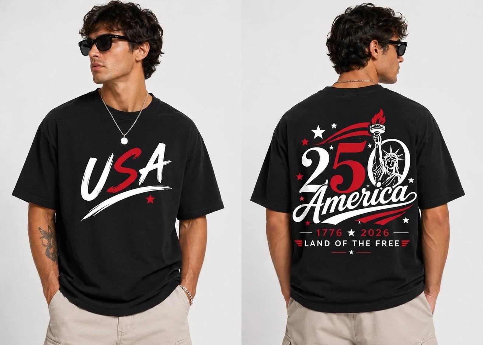 USA 250th Anniversary Statue of Liberty Distressed Patriotic T Shirt XXXXL