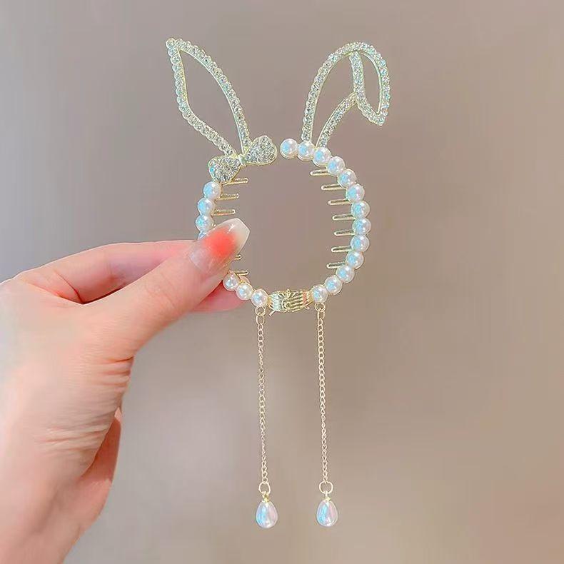 Cute and Playful Cat Design Ponytail Buckle for Children with Metal and Beads