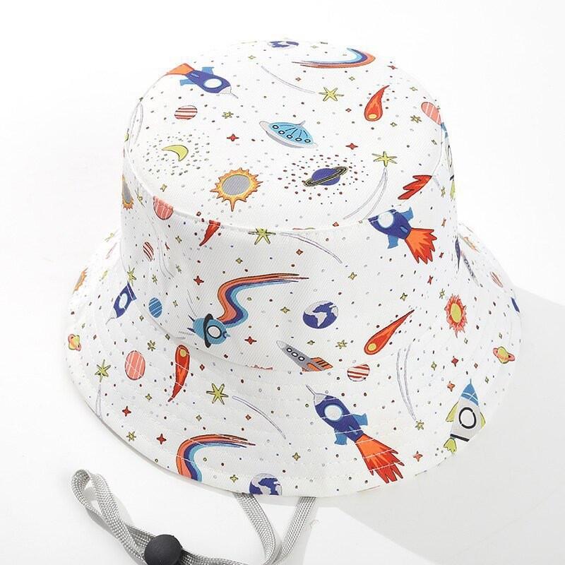 

Dinosaur Cartoon Kids Bucket Hat With Sun Protection For Young Boys And Girls White