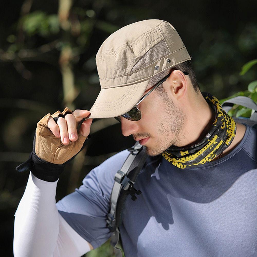 Quick Drying Flat Top Hat Solid Color Men’s Sun Hat Vintage Flat Peaked Cap Male Female