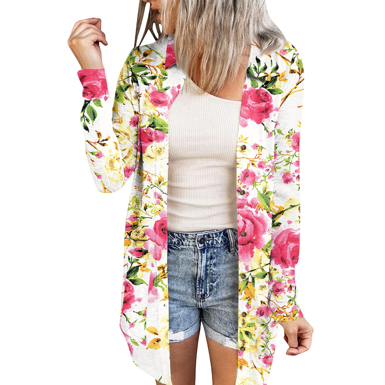 

Женский повседневный модный кардиган-жакет средней длины с принтом и длинными рукавами L хаки