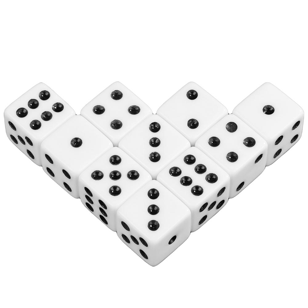 10pcs Acrylic Dice 16mm White Square Corner Dice for Board Games, Casino Games & Tabletop RPG or Teaching Math