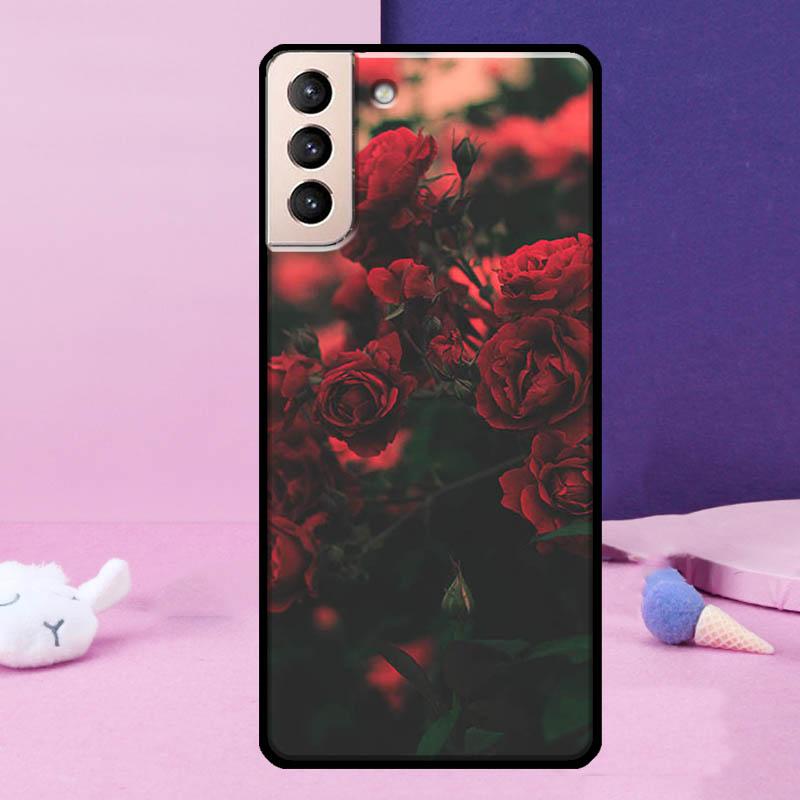 Red Rose Flower Phone Case For Samsung Galaxy S25 Ultra S23 S20 S21 S22 S24 FE S9 S10 Plus S24 Ultra Cover