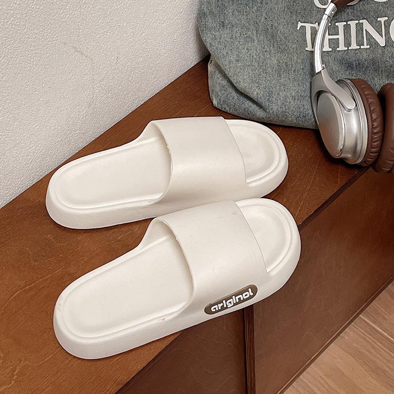 

Women Bathroom Slippers Cloud Cushion Slides Summer Flat Sandals Thick Platform Shoes Women Indoor Non-Slip Couple Flip Flops 36-37 белый
