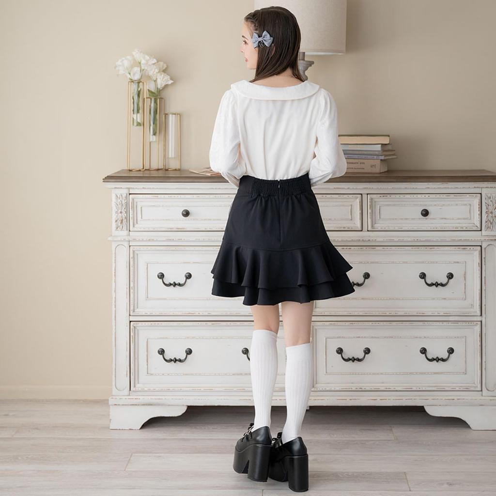 Yumetenbou Mass-Produced Clothing "Dear My Love" Heart Pocket Tiered Skirt, Women's, 534298, Black, Yumetenbou