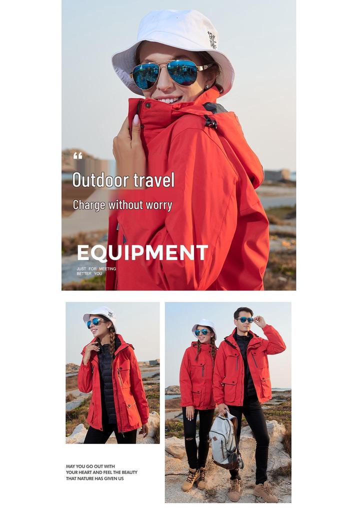 Unisex 3-in-1 Waterproof Down Jacket with Detachable Fleece Liner for Autumn/Winter Mountaineering