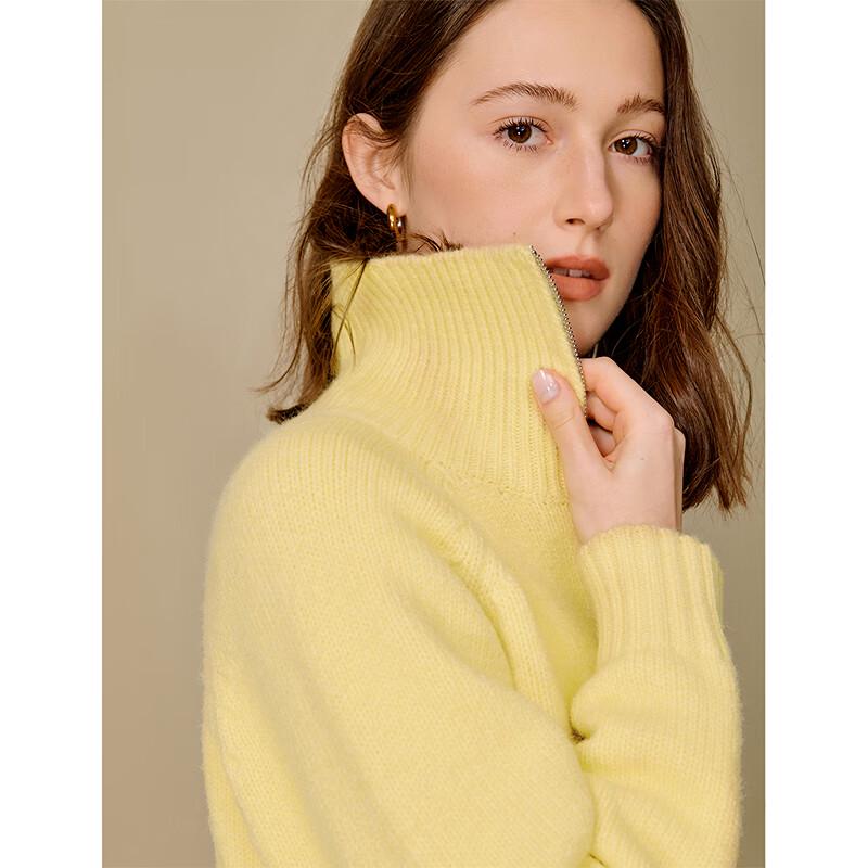 INMAN Women's Cashmere Blend Double-Zip Knit Cardigan