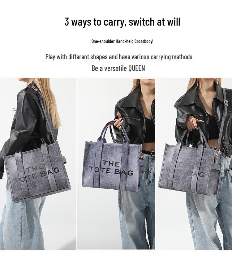 Geantă Tote & Crossbody din Denim Gradient PU cu Capacitate Mare - Modă Trendy pentru Femei