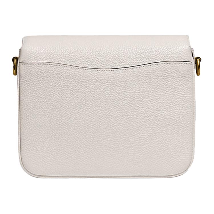 Coach Cassie 19 C Buckle Flap Pebble Leather Messenger Bag Women Bags White 88346-B4HA