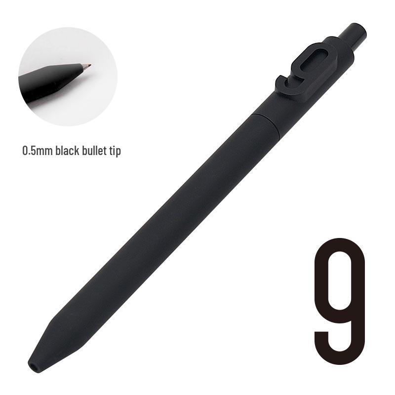 Shuyuan Black Gel Pen - Push-Button, Student Use, Minimalist Design, Candy-Colored Silicone Barrel.