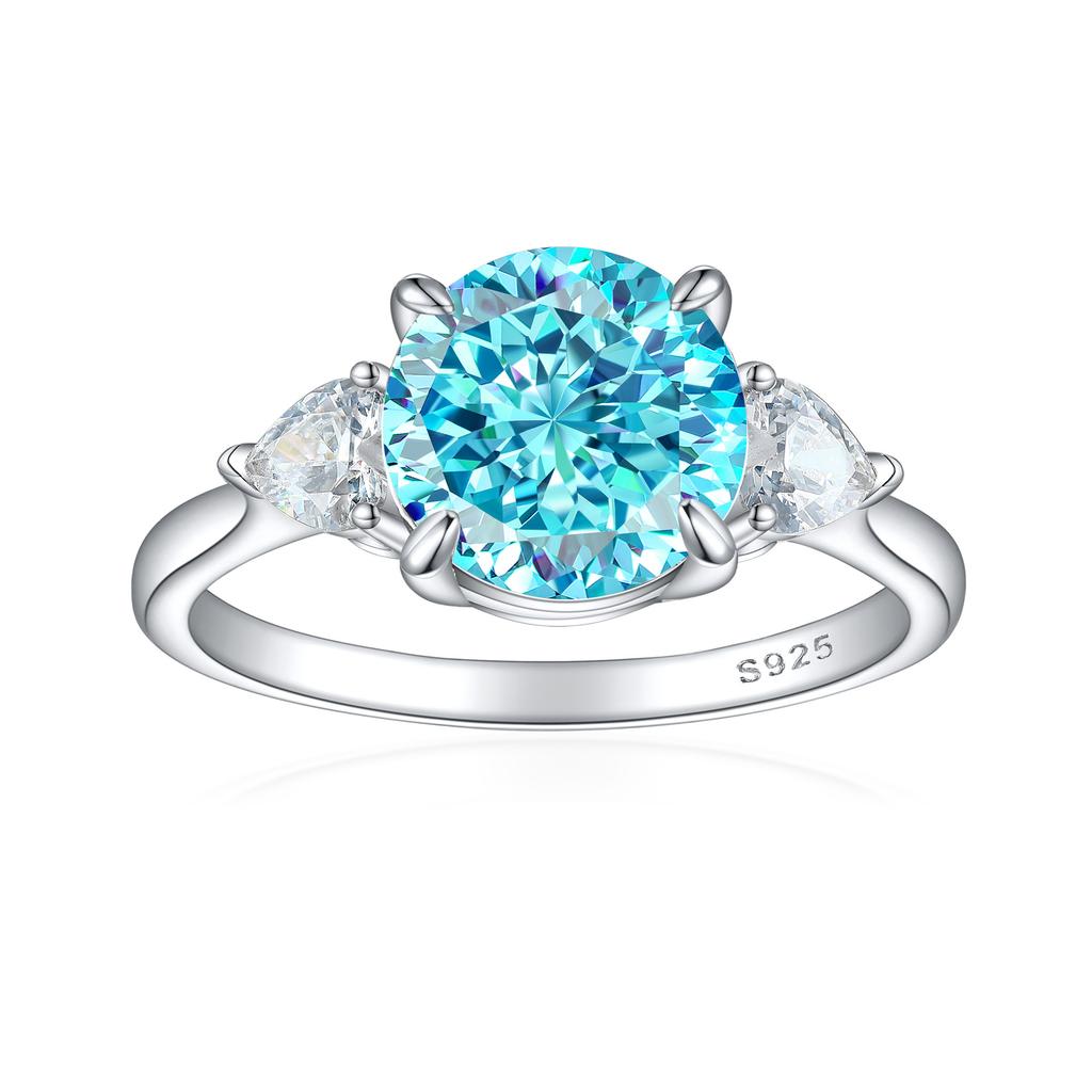 S925 Sterling Silver Inlaid High Carbon Diamond Ring Female Pear-shaped Fireworks Ice Flower Cut Zircon Colored Treasure Finger