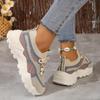 New Womens Breathable Mesh Platform Sneakers Comfortable Lace Up Outdoor Shoes