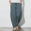 Men's Plus Size Linen Bloomers: Spring/Summer Chinese Style Loose Wide-Leg Carrot Pants