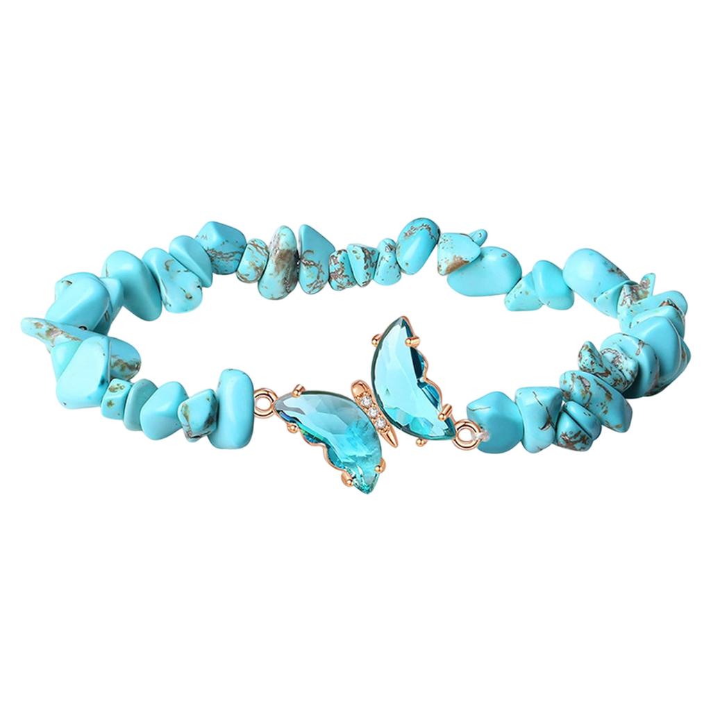 Natural Crystals Stone Bracelet With Butterfly Charm Adjustable Design Healing Energy Jewelry For Relaxation